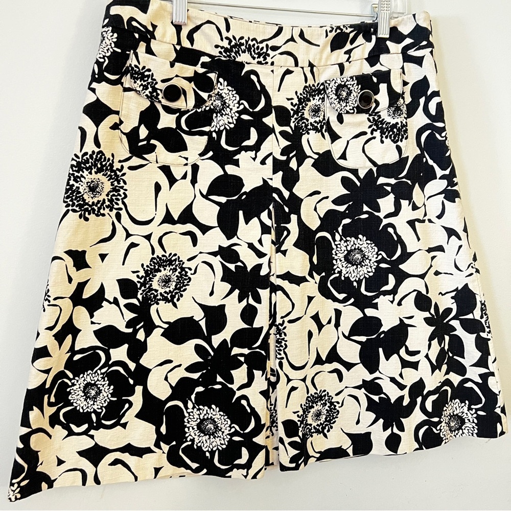 Merona Cotton Black and Cream Floral A-Line Skirt - Picture 3 of 10